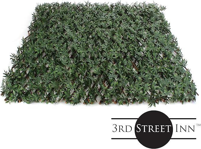 3rd Street Inn Cannabis Leaf Trellis 4-Pack - Fake Weed Plant - Smoke Shop Decor - Marijuana Wall Art - Boxwood and Ivy Privacy Fence Substitute - DIY Flexible Fencing (Cannabis)