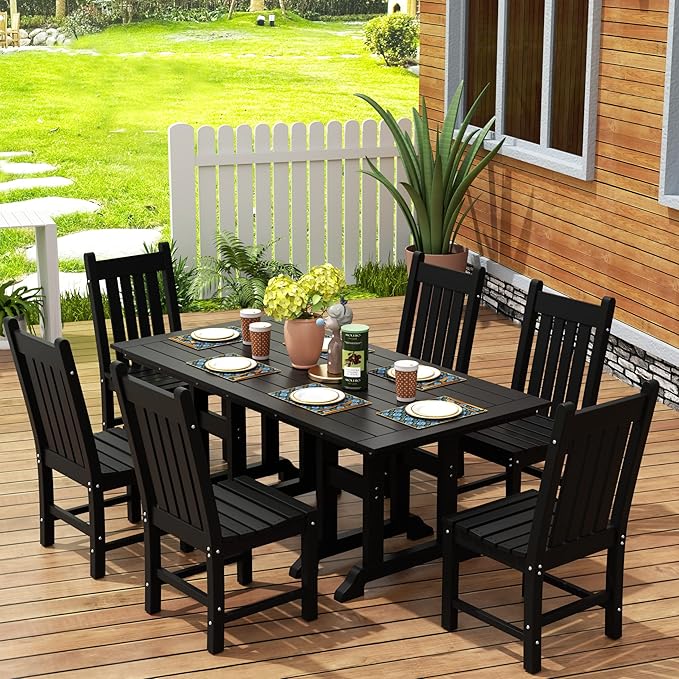 WestinTrends Malibu HDPE Outdoor Armless Patio Dining Chair Black