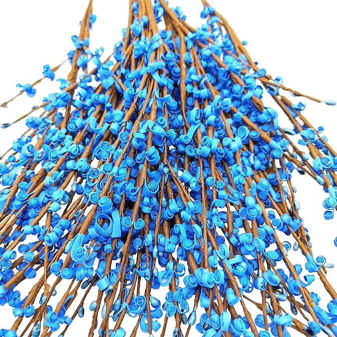 10 Pcs 29.5" Long Jasmine Artificial Flowers Fake Flowers Dry Branches Stem for Home Office DIY Floral Art Plant Wedding Table Centerpieces Party Vase Decoration (Macaron Blue)