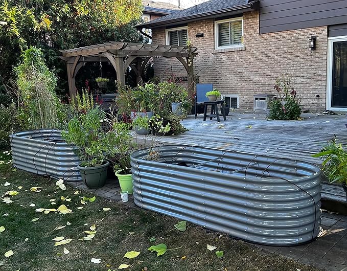 4 Pack 8x3x2FT Galvanized Raised Garden Bed Large Metal Planter Box Kit Elevated Raised Garden Planters for Outdoor Plants, Gray
