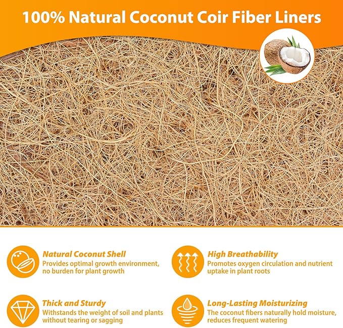 Legigo 2 Pack 48 Inch Square Coco Liners Planter Baskets Liner- Natural Coconut Coir Basket Liner Replacement, Window Box Liners Trough Coconut Liners for Wall Planter Garden Deck Fence Flower Baskets