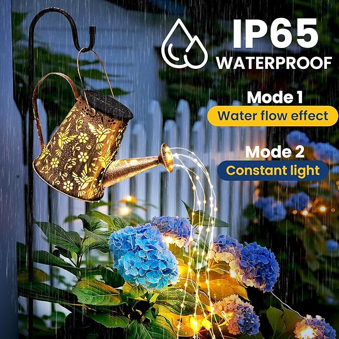 PATIOPIA Solar Lights Outdoor Garden Decor, Large Lanterns Watering Can Gardening Gifts for Mom Women Grandma Birthday, Hanging Outdoor Decoration for Yard Porch Patio Backyard (2 Pack)