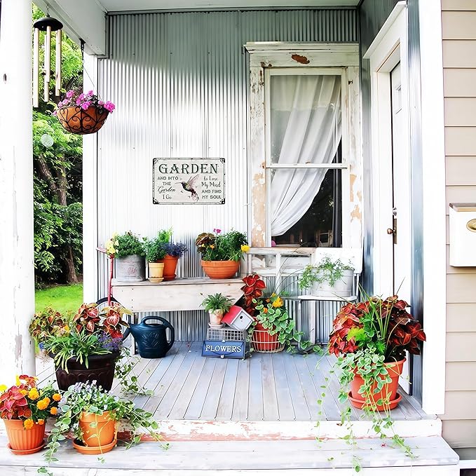 Bestylez Gardening Gifts Vintage Gardening Signs Into The Garden To Lose My Mind Tin Sign for Home Garden Greenhouse Living Room Bedroom Yard Cottage Outdoor Decor 8X12 Inch (3358)