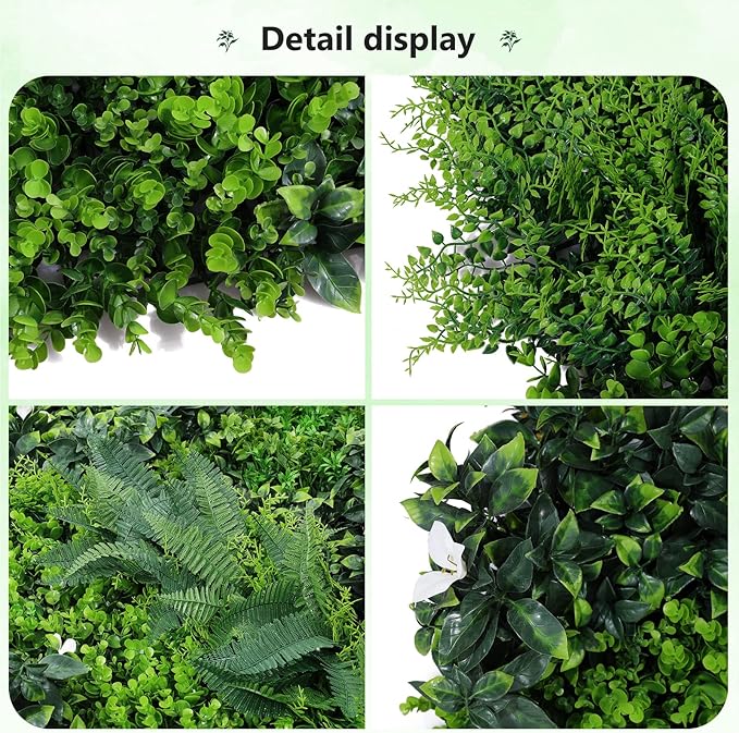 ANMINY 16Pcs Grass Wall Panels 10" x 10" Artificial Grass Plant Greenery Wall Backdrop 11 Sqft Thickened High-Density Faux Boxwood Panels Privacy Fence Hedge for Indoor Outdoor Party Wedding Garden