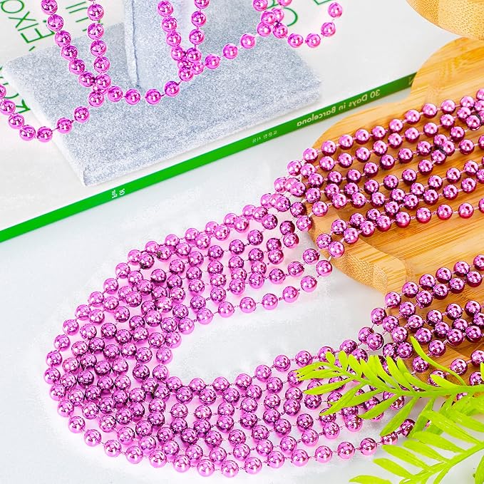 120 PCS Bead Necklaces, 33 IN Mardi Gras Beads, Mardi Gras Accessories, Party Beads Parade Throws Bulk Party Costume Favors Supplies Decor for Gender Wedding Pirate