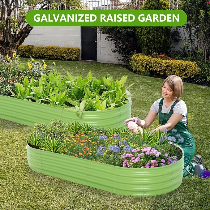 Galvanized Raised Garden Bed, 4x2x1 FT Thickening Planter Boxes Outdoor, Raised Beds for Gardening, Easy Assembly Large Garden Bed for Vegetables, Fruits, Flowers (2-Pack)