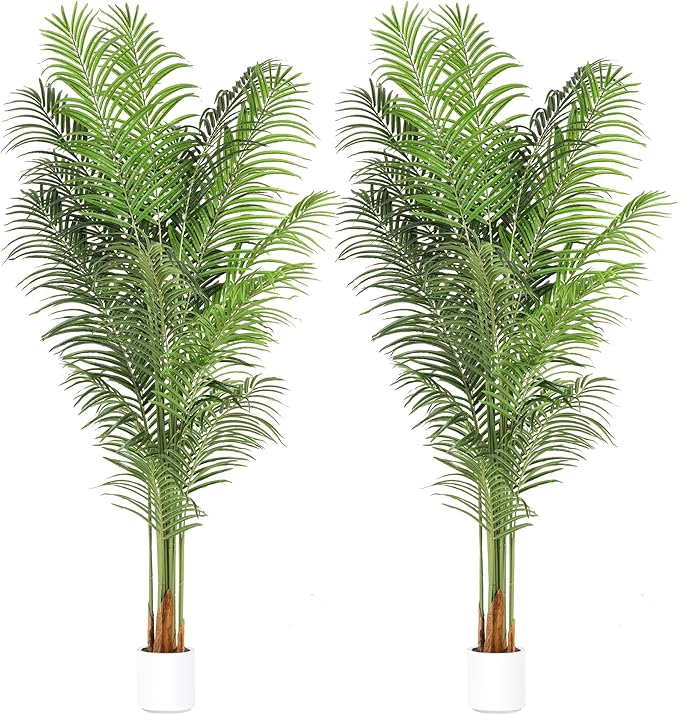 ProDeco Artificial Palm Tree 7.2Ft Tall Large Fake Plant Indoor Decorative Faux Silk Green Potted Plants for Office Living Room Outdoor Home Decor (2 Pack)