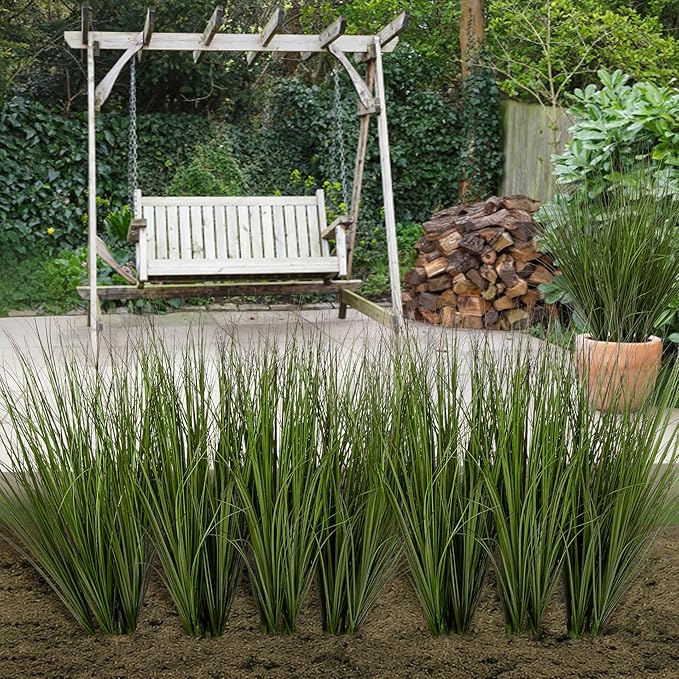Uqueeten 48PCS Fake Plants Artificial Wheat Grass Greenery Plastic Plants Fake Grass Artificial Plants for Outdoor Decor Artificial Grass Plant with Greenery Stems for Indoor Home Decoration 26.4"