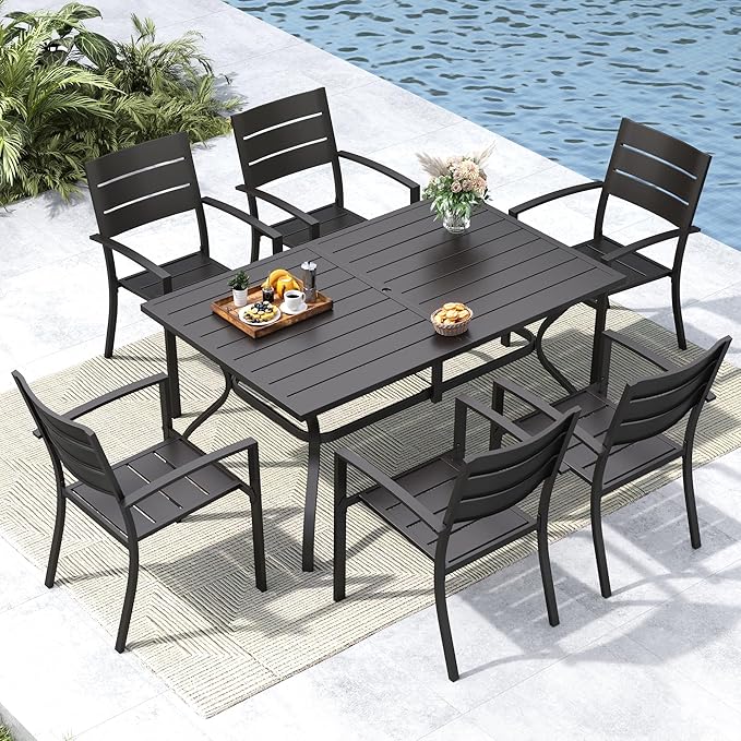 MFSTUDIO Patio Dining Chairs Set of 2, Stackable Metal Outdoor Chairs Set, Outdoor Furniture Dining Chairs for Bistro Balcony Deck Yard