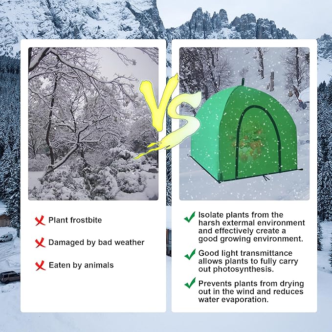 24.5″ *24.5″ *20.5″Mini Greenhouse Winter Plant Warm Covers - Raised Bed Cover for Seed Starting, Warm Tent Freeze Protection Humidity Domes for Gardening & Winter Shelter and Protecting Plants 2pcs