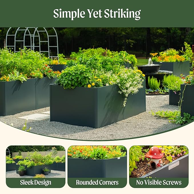 Vego garden Modern Raised Garden Bed 17" Tall 42" x 83" Heavy Large Metal Planter Box for Trees Plants Flowers Double-Walled Steel Planters for Commercial Residential Patio, Umber Brown