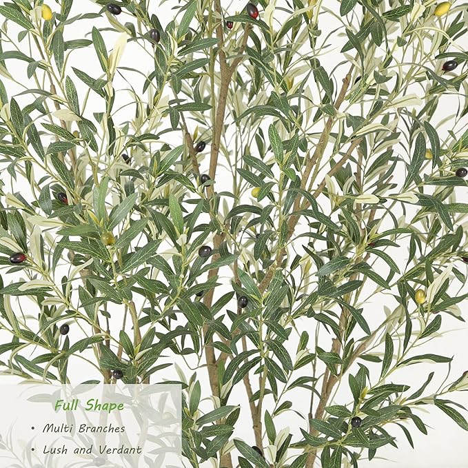 Nafresh Super Full Faux Olive Tree, 7FT Artificial Olive Tree Indoor, Fake Silk Trees with Realistic Leaves and Lifelike Fruits for Indoor Outdoor Living Room Corner Office Bedroom Home Decor