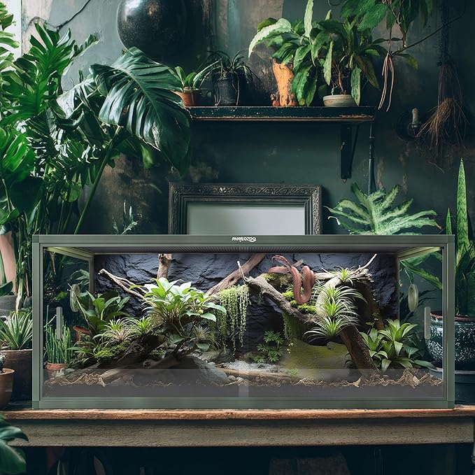 Phailozoo 85 Gallon Reptile Tank, Front Opening Snake Tank for Easy Maintenance, Reptile Enclosure with Top Screen Ventilation 48''x24''x18''