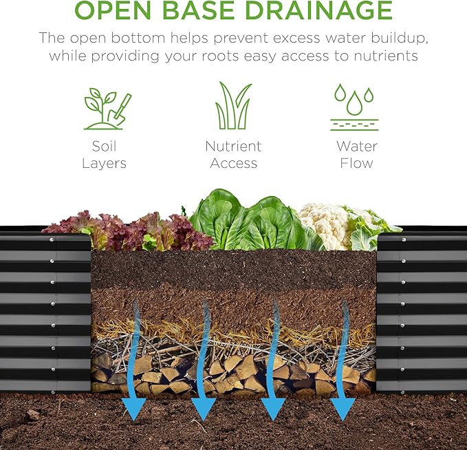 Best Choice Products 8x2x2ft Raised Outdoor Metal Garden Bed, Rectangular Planter Box for Herbs, Flowers, and Deep Root Vegetables w/ 240 Gallon Capacity - Gray
