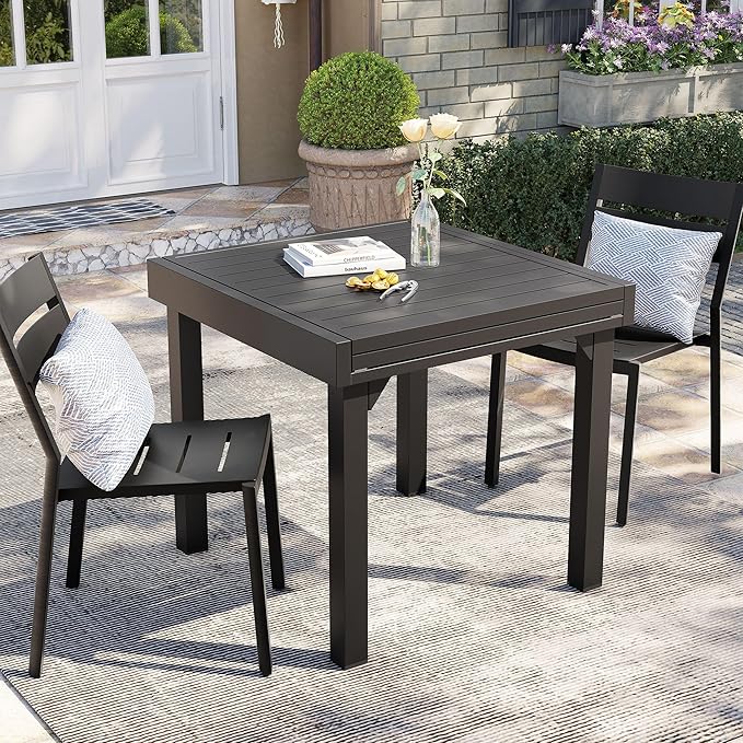 Pellebant Aluminum Stackable Patio Dining Chairs Set of 6, Black Outdoor Dining Chair with Armless, All Weather for Patio, Lawn, Garden