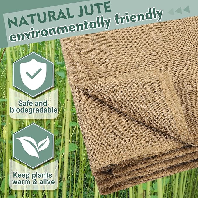 ANPHSIN 40ftx23.6in Natural Burlap Plant Covers Freeze Protection - Winter Frost Blankets Cloth Fabric Roll for Outdoor Bushes Trees Potted Plants Cold Weather