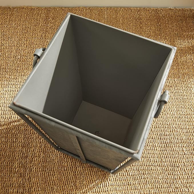 MY SWANKY HOME Large Minimalist Classic Metal Box Planters Liners Square Industrial Rivets Gray