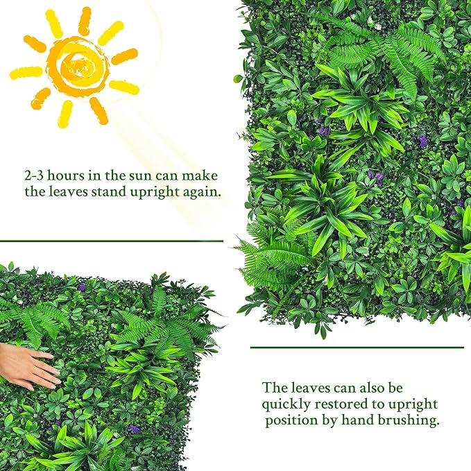 ODTORY Artificial Greenery Wall Panels: 20''x 20'' 16P UV-Anti Faux Greennery Grass Wall Privacy Backdrop Fence Screen for Garden Fence Covering Privacy, Outdoor Indoor Home Decor