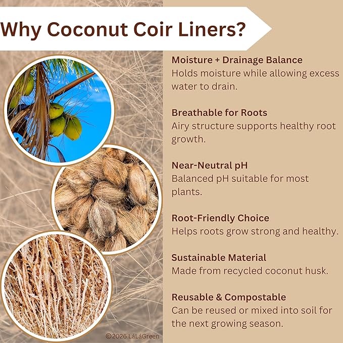 LaLaGreen 24" (2 Pack, Rectangular) Coco Liners for Planter – Large Coir Husk Replacement for Window Box, Wall Mount Pot, Trough Basket, Garden Outdoor Use – Multi Sizes 16/30 Inch & Different Shapes