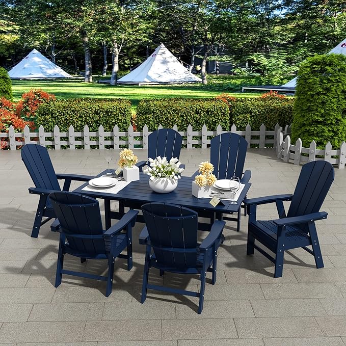 WestinTrends Malibu Malibu Outdoor Patio HDPE Plastic Adirondack Dining Chair Navy Blue