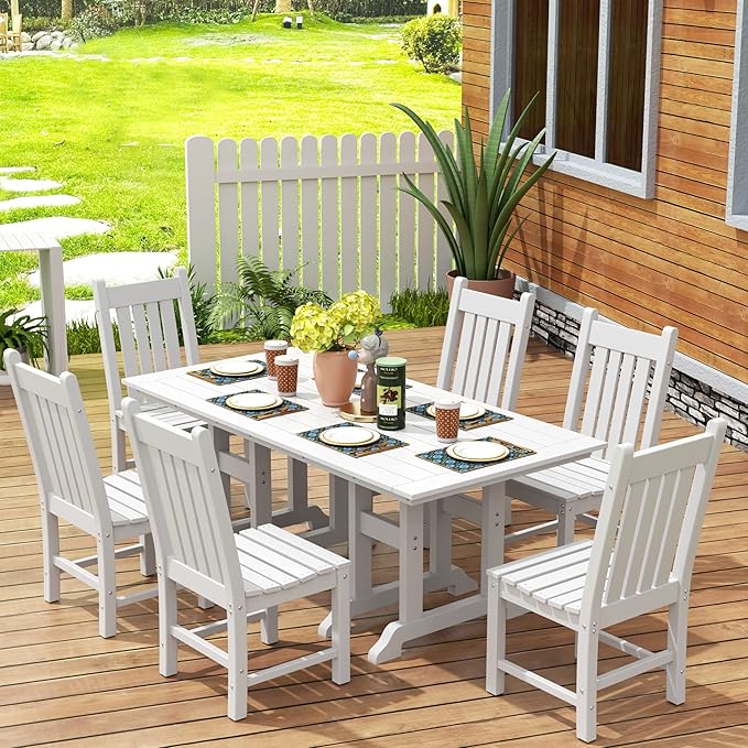 WestinTrends Malibu HDPE Outdoor Armless Patio Dining Chair White