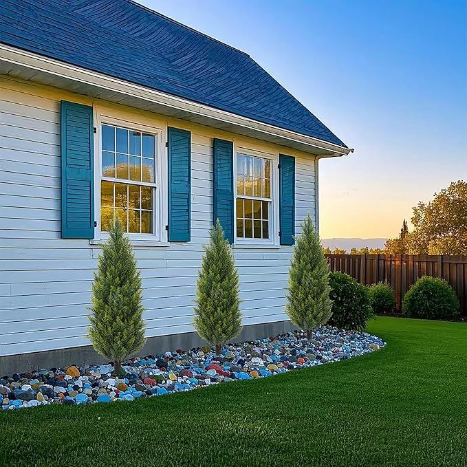 3FT Artificial Cedar Topiary Trees with Ground Spike, Set of 2 Faux Cypress Plants UV Resistant Artificial Pine Shrubs Fake Bushes for Outdoor Indoor Front Porch Garden