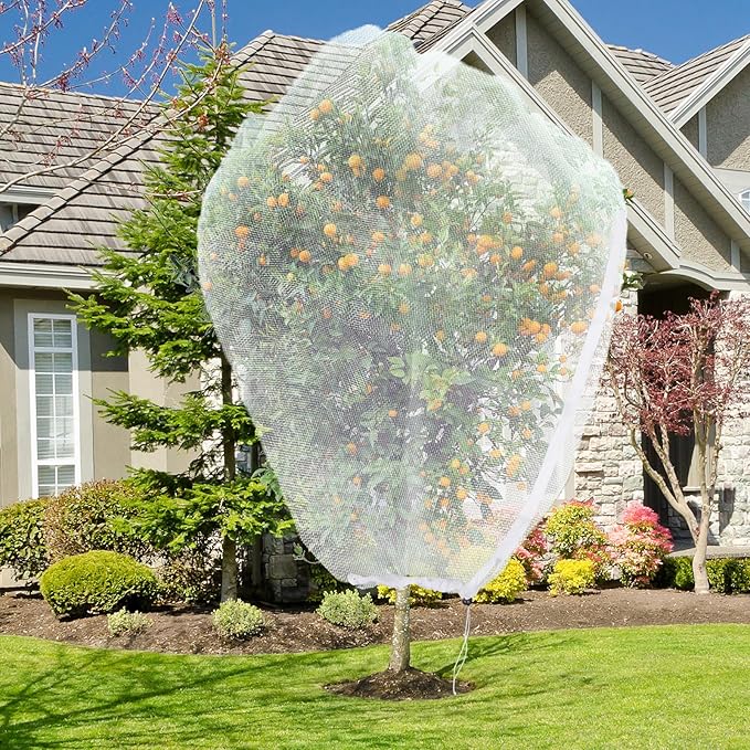 2PCS Large Fruit Tree Netting with Drawstring and Zipper, 8 * 8FT Garden Netting for Garden Protection, Insect Bird Netting for Fruit Trees, Protection from Anti Birds, Bugs,Cicadas, Insects