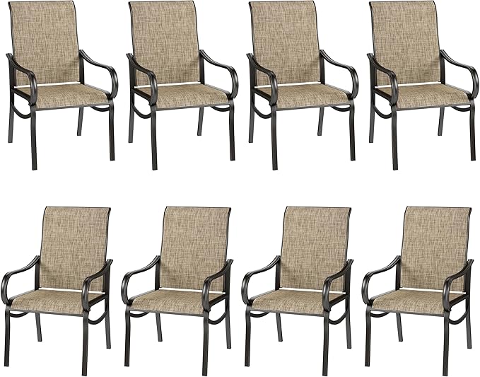 Sophia & William Patio Dining Chairs Set of 8 Outdoor Chairs High Back Textilene for Lawn Garden Backyard Poolside Weather Resistant
