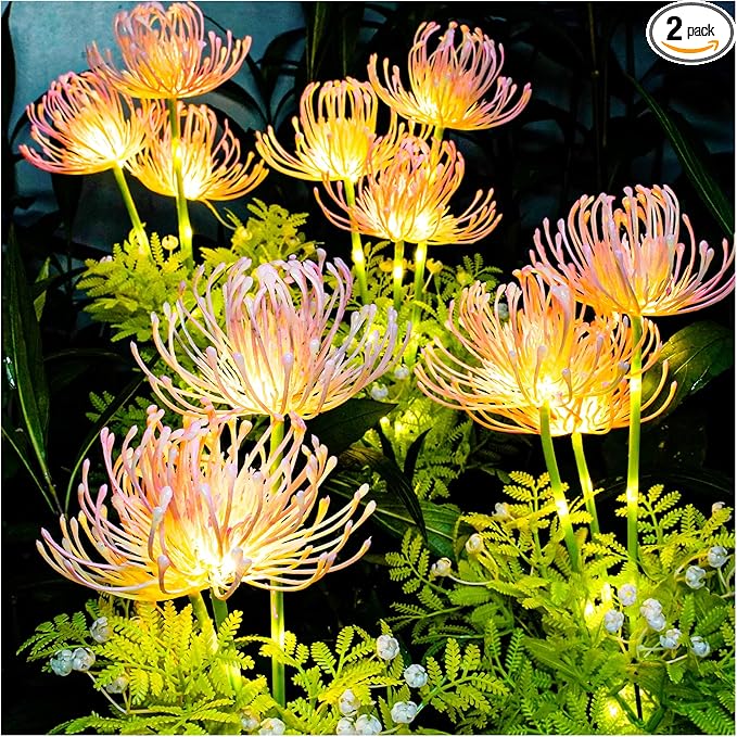 DooYard Solar Garden Lights, Solar Flowers Lights with Glowing Flowers & Stems, Upgraded Solar Panel, Outdoor Lights for Garden Decoration,Yard Decor and Gift for Mother (4 Pack)