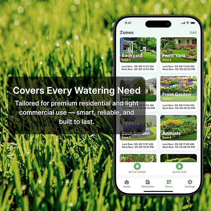 ImoLaza Outdoor Smart Sprinkler Controller, 16-Zone WiFi Irrigation Controller with Hyper-Local Weather, App Remote Control, Works w/ Alexa, Auto Watering, Rain/Freeze/Wind Skip, Smart Fault Detection