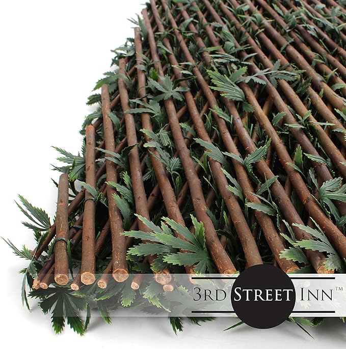 3rd Street Inn Cannabis Leaf Trellis 4-Pack - Fake Weed Plant - Smoke Shop Decor - Marijuana Wall Art - Boxwood and Ivy Privacy Fence Substitute - DIY Flexible Fencing (Cannabis)