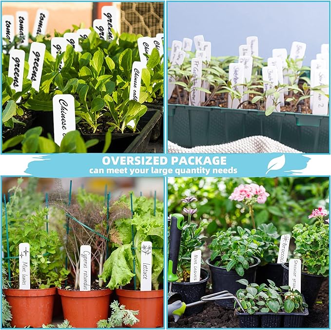 Plant Labels 4 Inch 200Pcs Plastic Plant Name Tags for Seedlings Garden Labels Markers Nursery Plant Tags Seed Labels Stakes with Permanet Marking Pen Plant Markers for Outdoor Garden (White200)