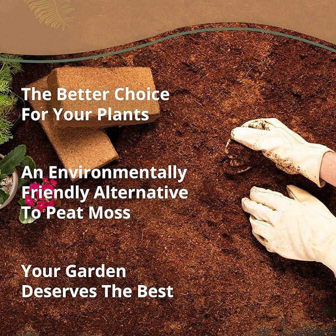Buffered Coco Bliss (10lbs) - 100% Buffered Organic Coco Coir for Plants & Gardening - Cocopeat for Garden Soil, Seed Starter Soil, & Mulch - Organic Coconut Coir Brick - Coconut Fiber Potting Mix