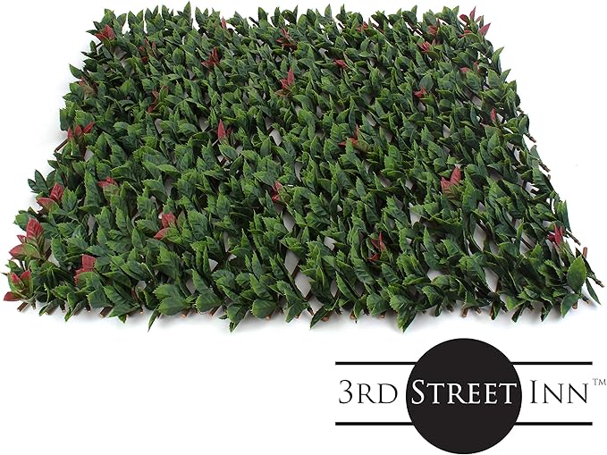 3rd Street Inn™ Leaf Trellis - Bamboo Greenery Panel - Boxwood and Ivy Privacy Fence Substitute - DIY Flexible Fencing (1, Red Tipped Photinia)