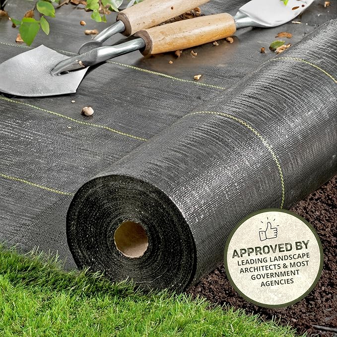Dewitt Sunbelt Weed Barrier Fabric 3.2 oz, 3 x 200 Feet – Heavy-Duty Ground Cover Mat for Greenhouse Floors, Garden Rows, Raised Beds, Yard Gardening, and Outdoor Landscape Protection