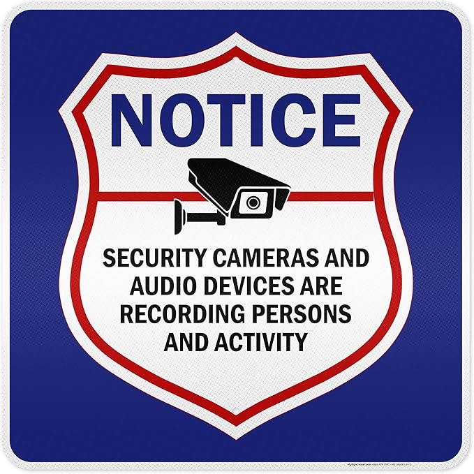 Notice Security Cameras And Audio Devices Are Recording Persons And Activity Sign, 24x24 Inches, 3M EGP Reflective.080 Aluminum, Fade Resistant, Made in USA by My Sign Center