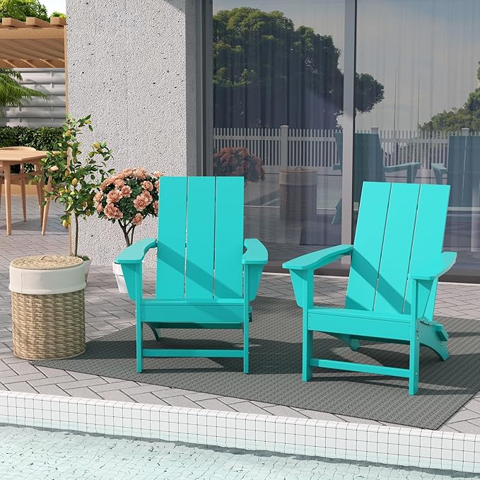 WestinTrends Ashore Modern Outdoor Folding Adirondack Chair (Set of 2), Turquoise