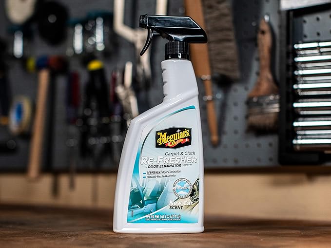 Meguiar's Carpet & Cloth Re-Fresher Odor Eliminator Spray - Interior Fabric Odor Eliminator - Permanently Eliminates Odors & Freshens Fabrics in your Car, Easy to Use Trigger Spray, 24 Oz