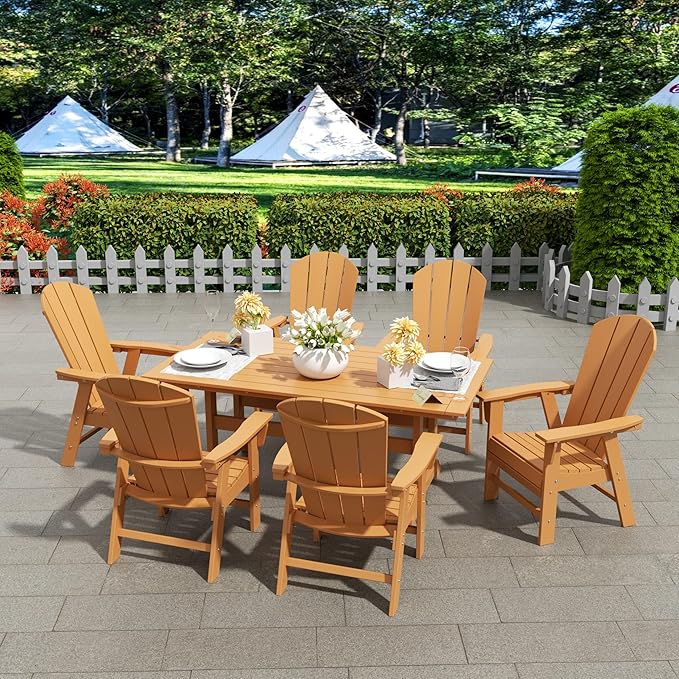 WestinTrends Malibu Malibu Outdoor Patio HDPE Plastic Adirondack Dining Chair Teak