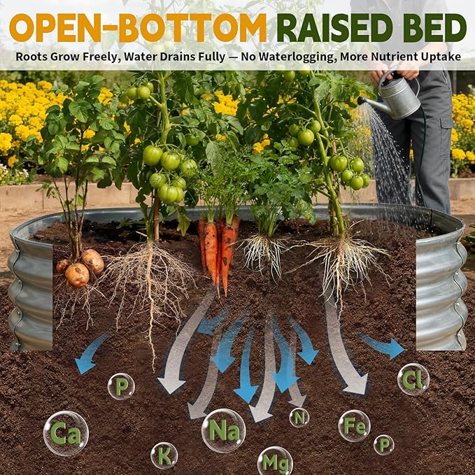 Galvanized Raised Garden Bed Outdoor, Large Raised Bed for Gardening, 4x2x1ft Oval Metal Planter Box for Vegetables, Fruits, Flowers, Silver