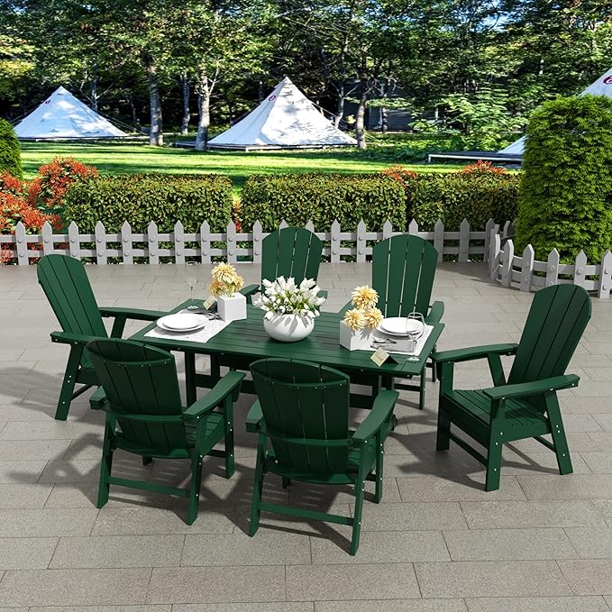 WestinTrends Malibu Malibu Outdoor Patio HDPE Plastic Adirondack Dining Chair Dark Green