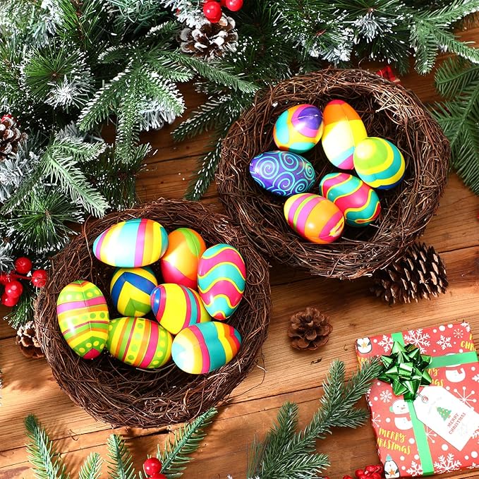 Therwen 2 Pcs Easter Artificial Bird Nest Crafts Birdhouse Nest Natural Rattan Nests for Easter Decor Home Party Wedding Patio Garden Yard Succulent Planter Moss Landscape DIY Terrarium (7.9 Inch)
