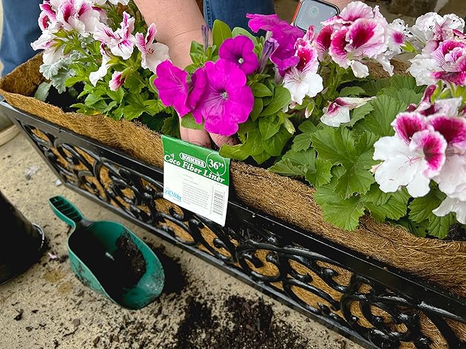 Bosmere Pre-Formed Coco Liner with Soil Moist – 48-Inch Replacement Liner for Window Boxes & Hanging Baskets