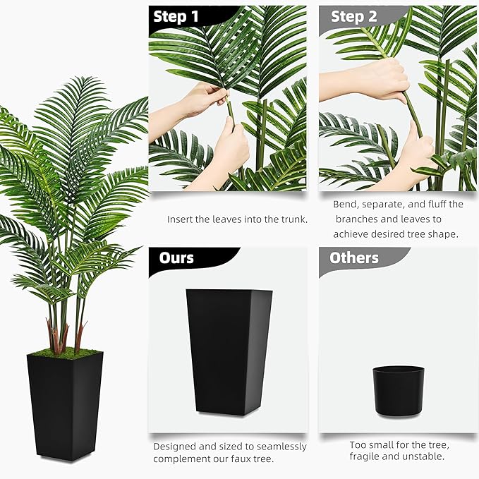 ASTIDY Artificial Palm Tree 5FT - Fake Tree with White Tall Planter - Faux Tropical Areca Floor Plant in Pot - Artificial Silk Plant for Home Office Living Room Decor Indoor