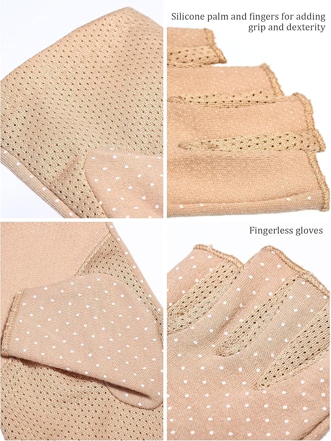 Maxdot Sun Gloves for Women UV Protection Fingerless Non Slip Sunscreen Driving Gloves for Summer Outdoor