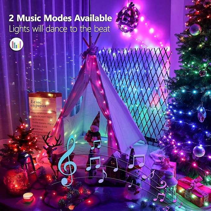 BrizLabs Pastel Fairy String Lights - 2 Pack 66ft 200 LED Color Changing Fairy Lights with Remote, Plug-in RGB Christmas Twinkle Light Rainbow Firefly Starry Light for Xmas Tree Halloween Easter
