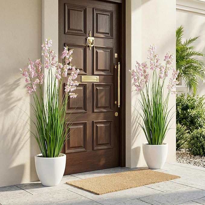Ttranewsoo Green Onions Home Decor Fake Plants Lily of The Valley Snake Plant Home DéCor Accents Artificial Grass Room Decor Artificial Plants Indoor Artificial Grass 47" 2PCS（Pink）
