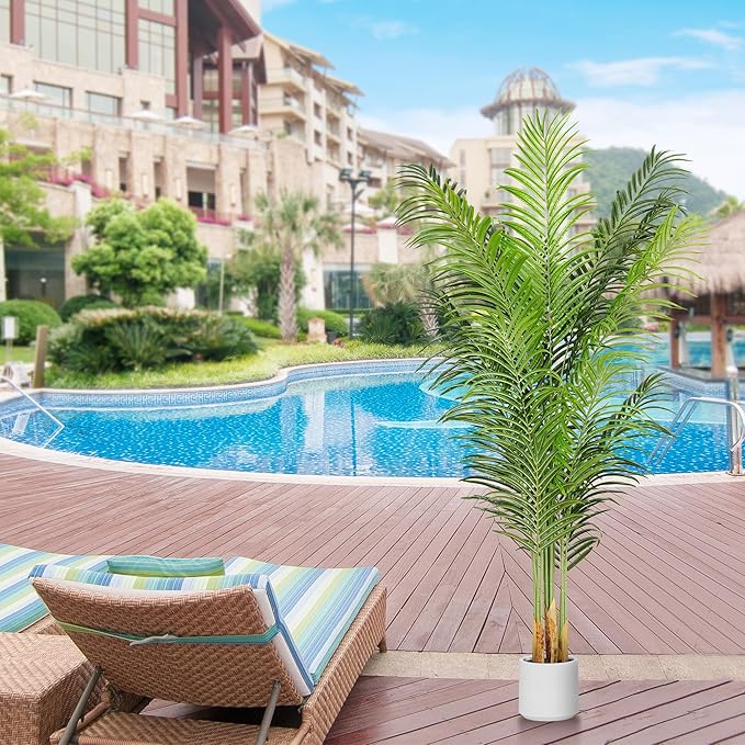 ProDeco Artificial Palm Tree 6Ft Faux Silk Green Realistic Decorative Tall Fake Potted Plants Artificial for Bedroom Living Room Office Home Decor Indoor Outdoor