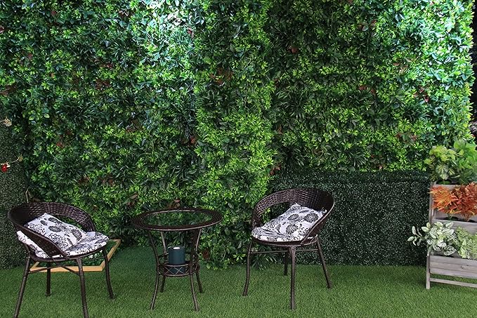 ULAND Artificial Plant Wall Panels, 1pc 40"x40" Greenery Grass Wall Backdrop Decoration, Faux Ivy Leaves Outdoor Privacy Fence Covering