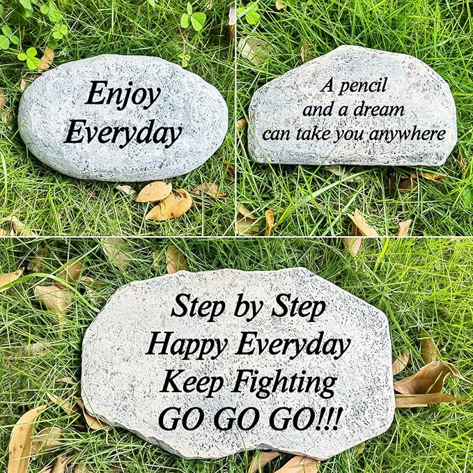 Zatanmulo Resin Memorial Stone, White, Engraved with Any Message, Garden Decorative Stone, 7.0 x 5.0 x 1.5 inches, Pet Memorial